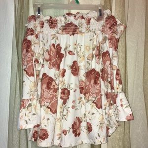 Floral off the shoulder shirt